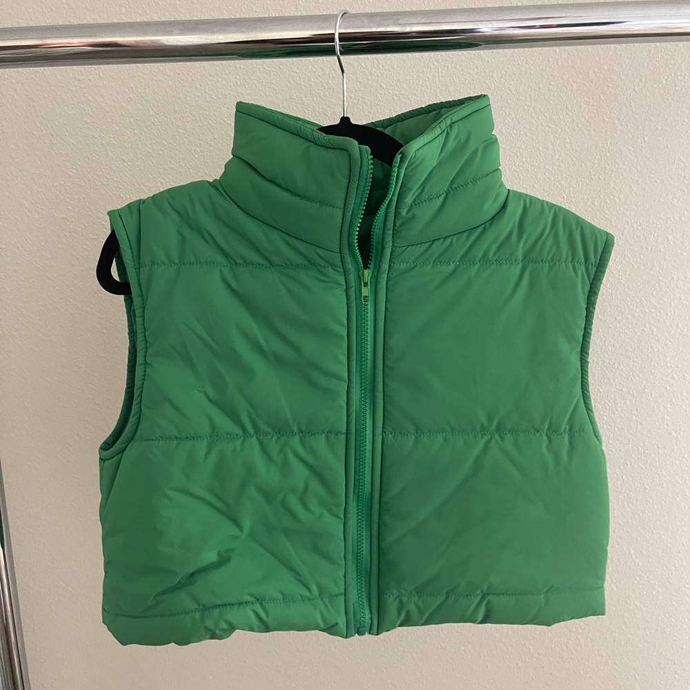 Green puffer vest